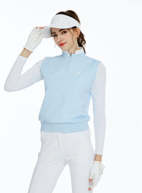 BG春夏新款高尔夫女士假两件长袖上衣保暖马甲速干立领运动球服