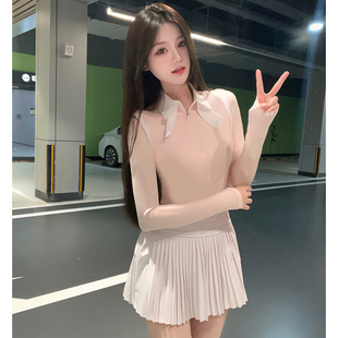 bg新款高尔夫女装球服装女上衣长袖T恤短裙套装保暖运动球衣高端