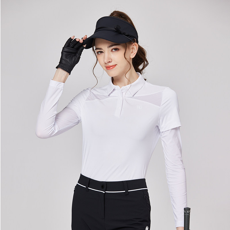 BG高尔夫服装女士长袖防晒冰丝上衣户外运动修身透气百搭速干T恤