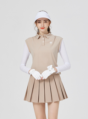 BG高尔夫服装女假两件长袖上衣夏速干透气运动冰丝上衣运动polo衫