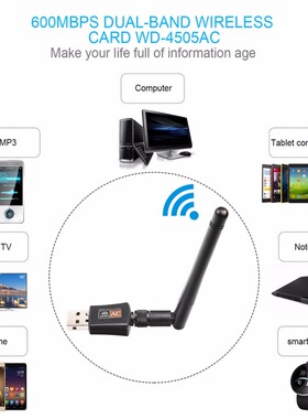 Dual Band 802.11ac 5Ghz 2.4Ghz 600Mbps Adapter USB WiFi