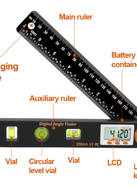 Woodworking angle ruler 4in1 digital level ruler水平尺
