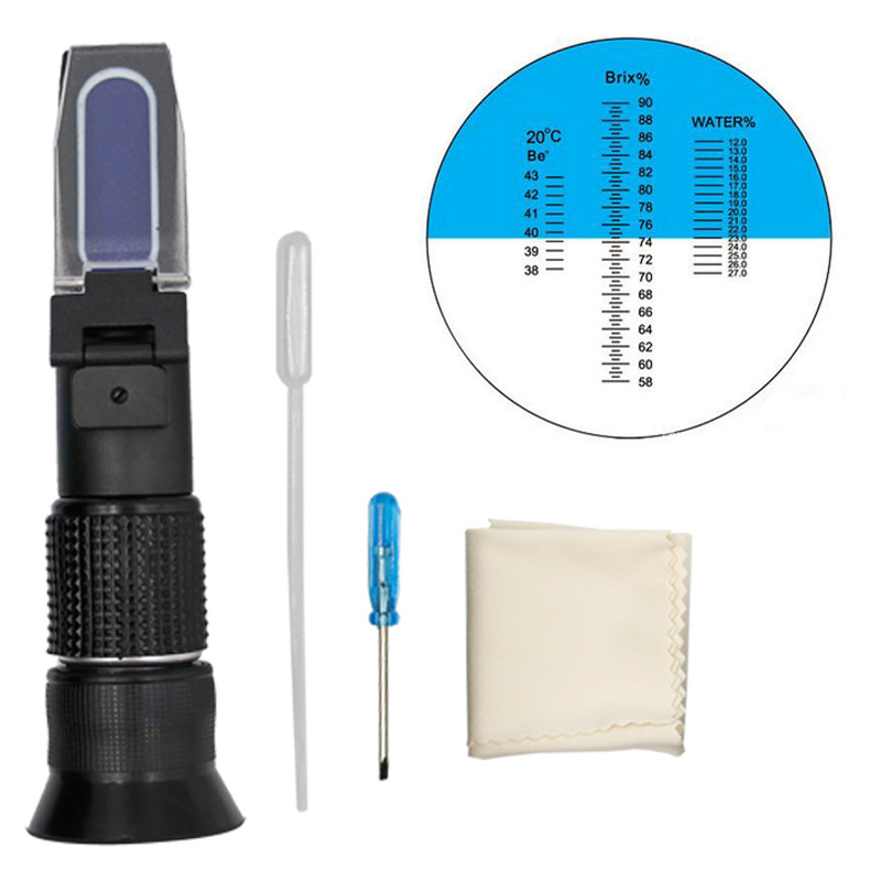 New Hand held brix Honey Refractometer brix 58~90% RHB-90ATC