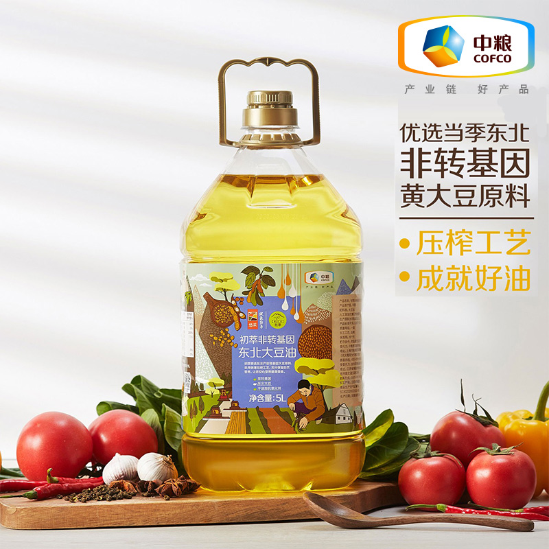 初萃物理压榨东北大豆油非转5L