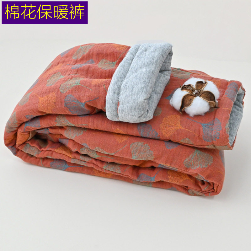 冬季全棉双层纱布纯棉花保暖裤加厚家居睡裤加厚棉裤防寒