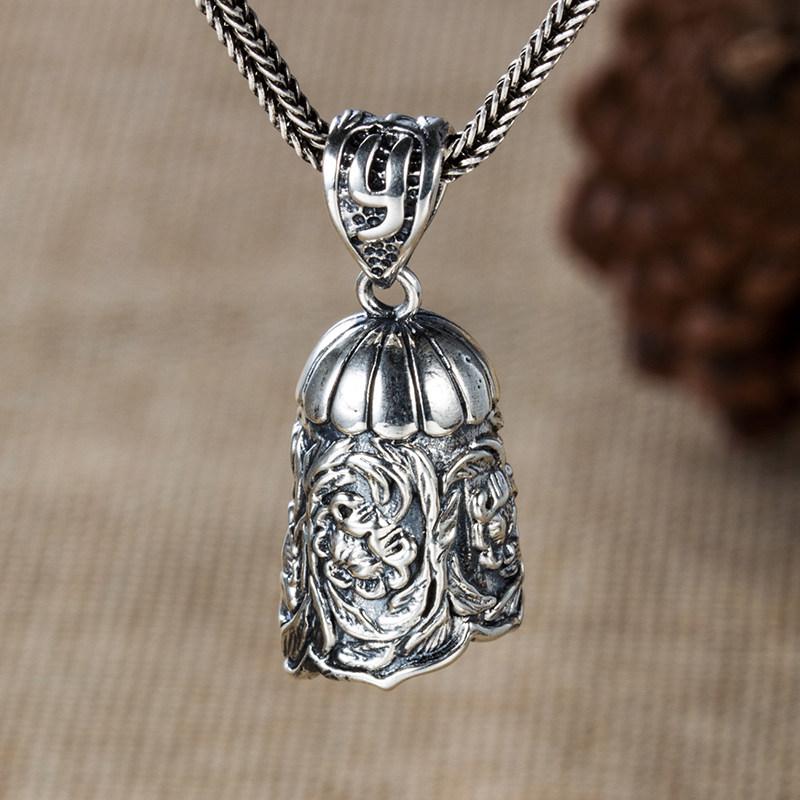 定制纯银麂子角套 狼牙保护套镶嵌狗牙银套复古款xiang牙套配件