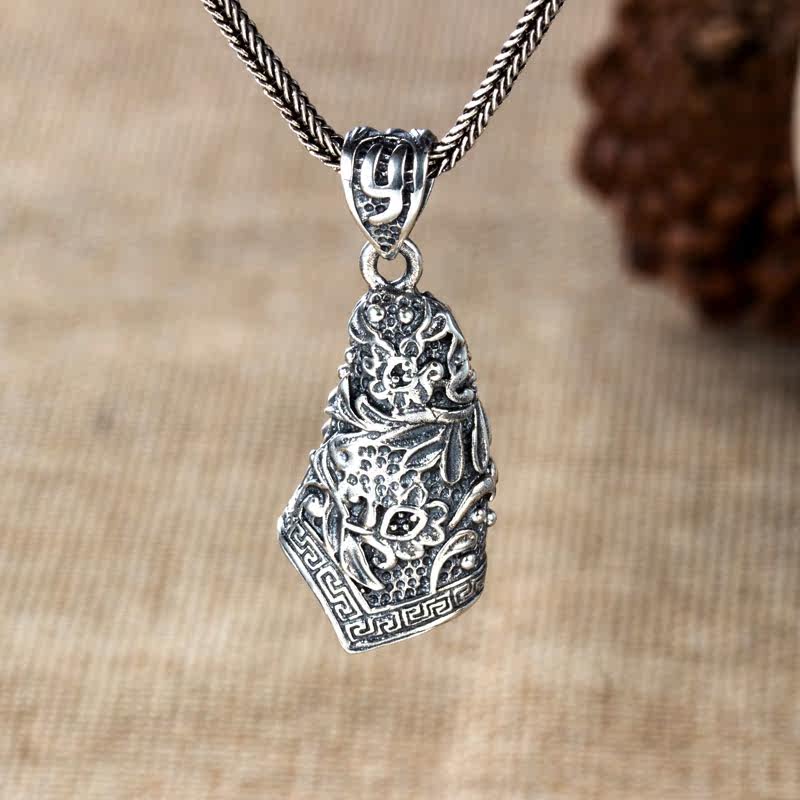 925纯银狼牙保护套 定制牙齿包银套黑狗牙吊坠套复古款麂子角套