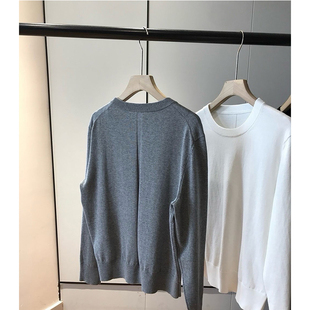 ROW低调知识分子纯色中缝圆领针织衫 女秋冬宽松百搭显瘦纯棉毛衣