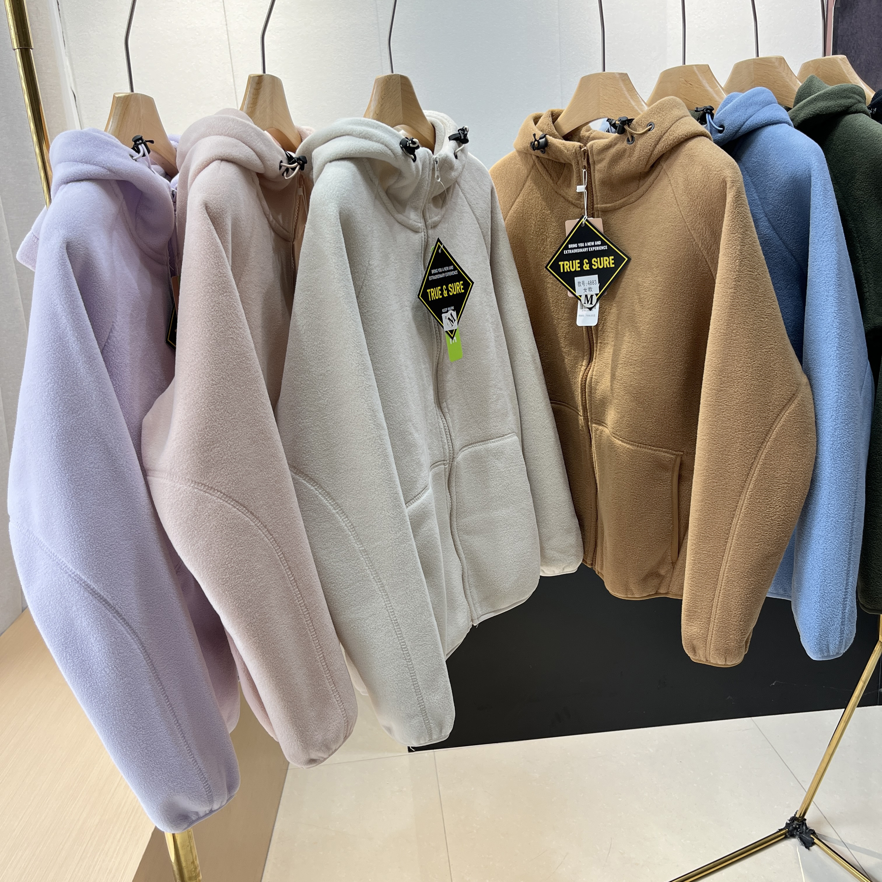 情侣款休闲连帽抓绒卫衣外套冬