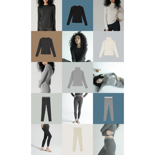 克什米尔羊绒保暖套装女秋冬修身显瘦圆领内搭打底衫高领秋衣内衣