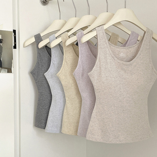 大U领天丝仿羊绒免穿文胸式吊带女秋冬修身显瘦百搭保暖打底背心