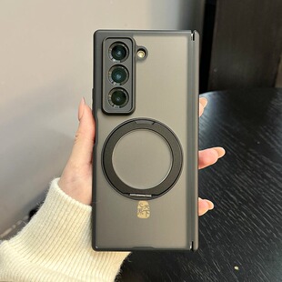 黑色全包边三星W25手机壳适用心系天下w25折叠屏软边保护套创意双中轴zfold7外壳全包防摔ZFold6高档男女款潮