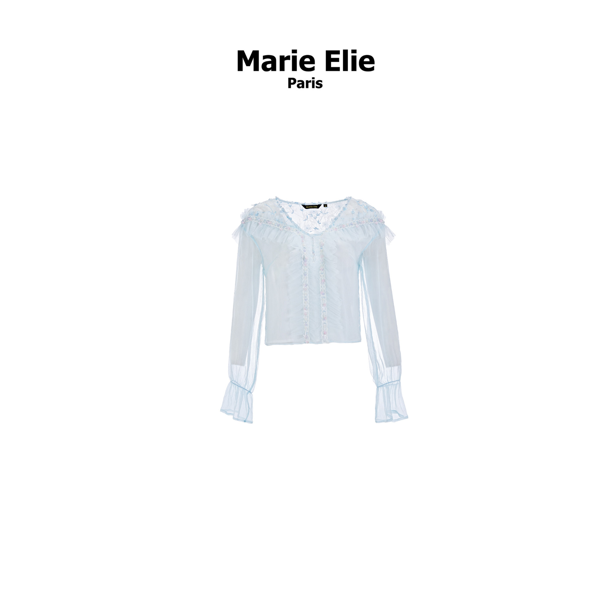 【夏天粉丝专享】Marie Elie【蓝风烟花】真丝上衣EAE12D03950