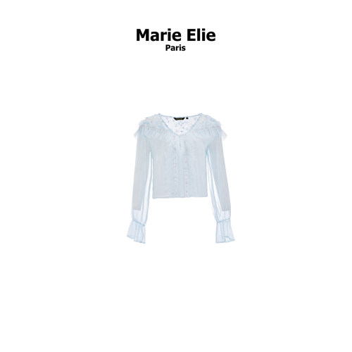 Marie Elie【蓝风烟花】真丝上衣EAE12D03950