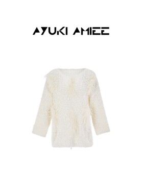 Ayuki Amiee【茉莉奶沫】奶油白粗针织勾花氛围毛衣ATAD21E56520