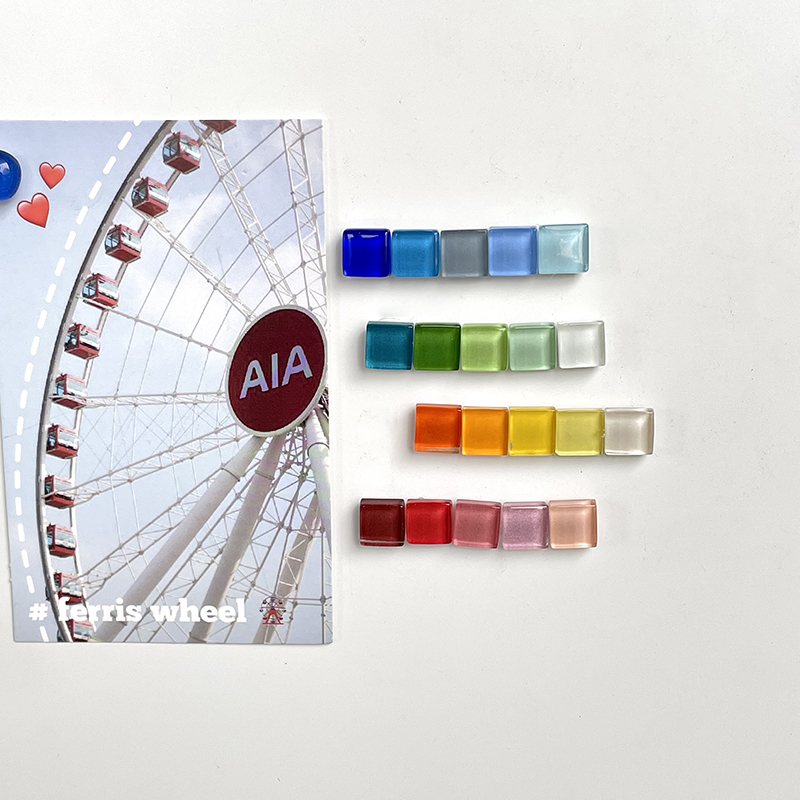 ins彩色渐变马赛克冰块方形冰箱贴洞洞板装饰高颜值冰箱磁吸贴