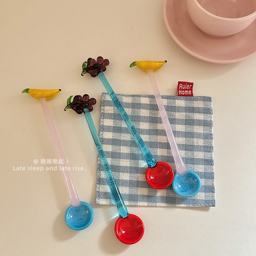 撞色水果搅拌勺彩色玻璃搅拌棒
