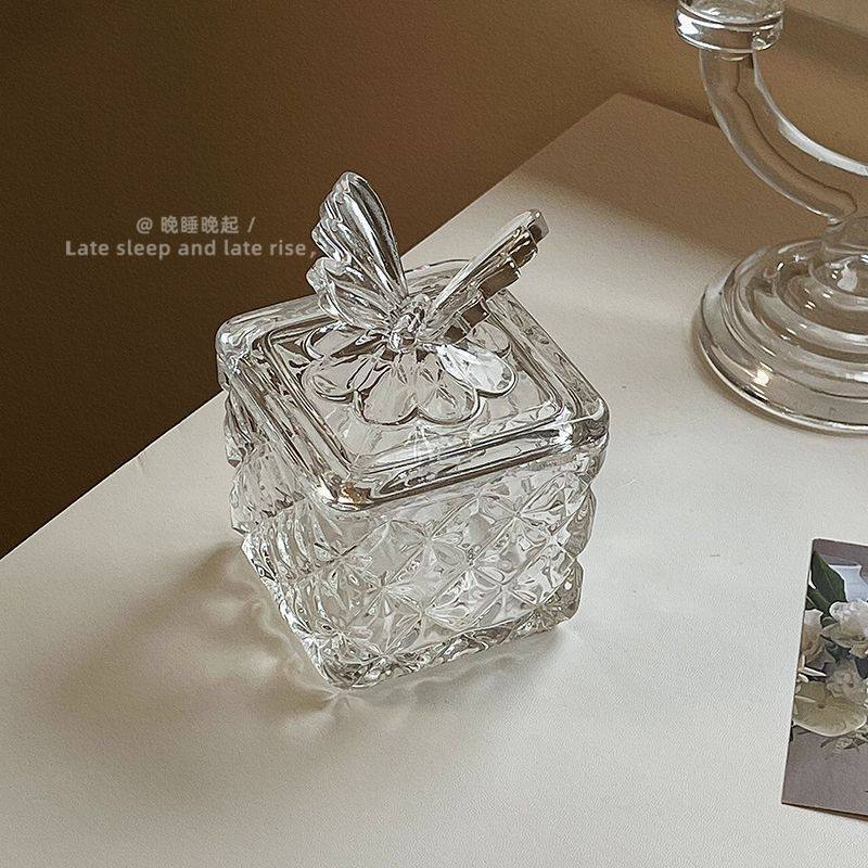 法式ins风蝴蝶浮雕玻璃首饰盒复古装饰摆件小精致饰品收纳盒,收纳整理,其他收纳盒,淘宝优惠券,粉丝福利购,淘宝优惠卷