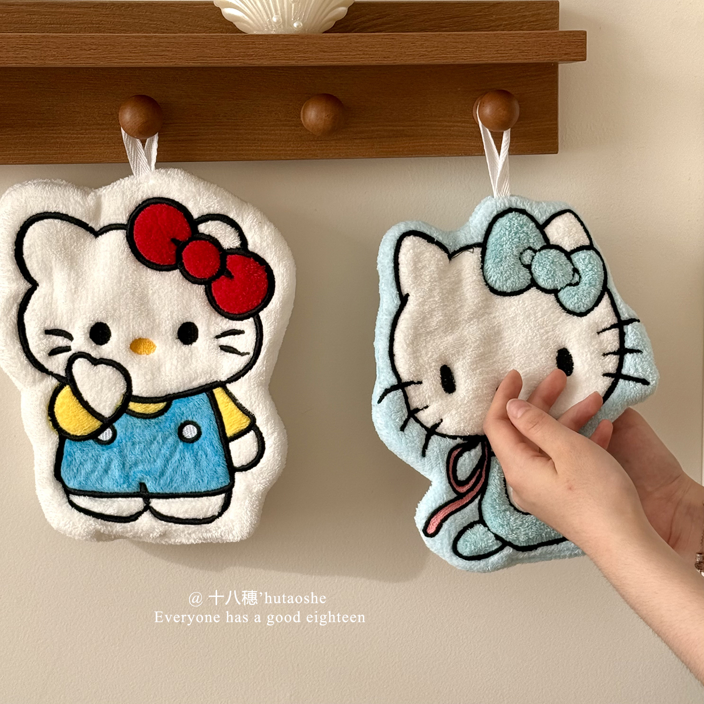 卡通kt擦手巾可挂式珊瑚绒擦手毛巾家用厨房卫生间加厚吸水手帕