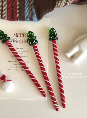 ins风创意圣诞树扭扭棒玻璃搅拌棒果汁咖啡引流调酒棒耐高温