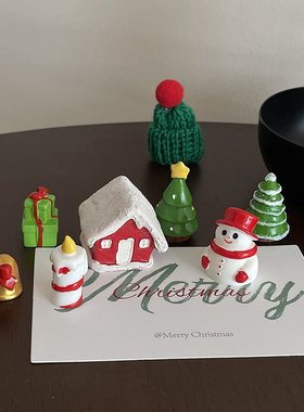 可爱微景简约创意卡通圣诞雪人圣诞树桌面迷你造雪景装饰品