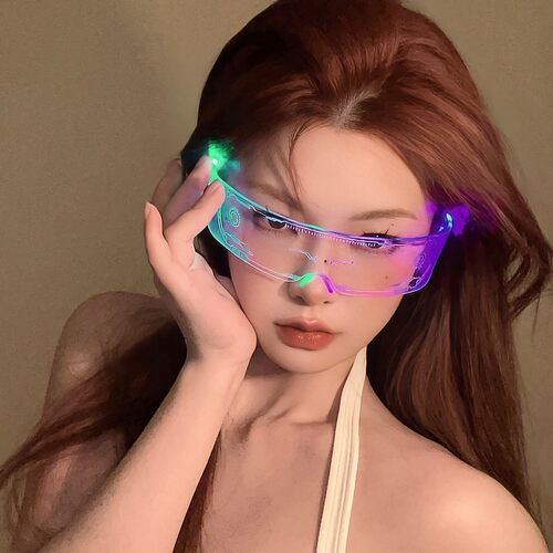 led科幻发光眼镜未来科技感眼镜网红拍照蹦迪赛博朋克儿童护目镜
