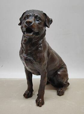 铜聚宝盆狗生肖狗看门狗家居摆设