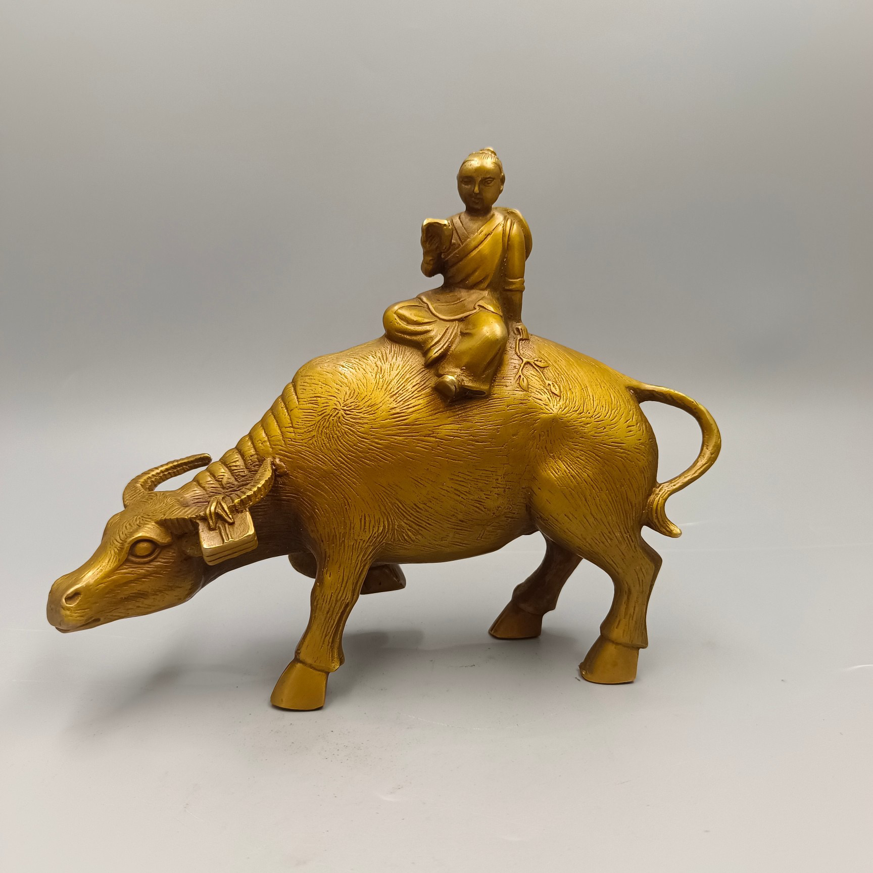 纯铜童子骑牛牧童骑牛摆件孺子牛家居铜器装饰品摆件铜牛工艺品