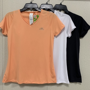 侬家运动T恤女V领网眼速干透气短袖 胖MM宽松跑步健身瑜伽上衣 大码