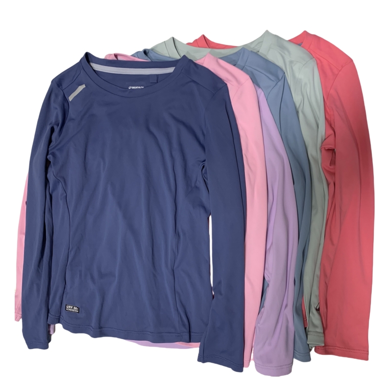 迪家儿童速干衣防晒长袖男女童春夏运动跑步训练服T恤打底衫上衣