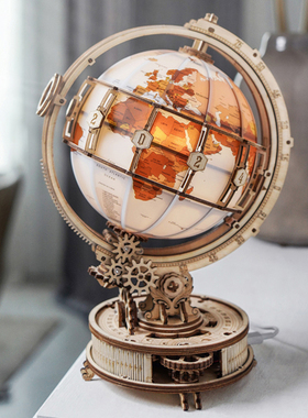 还能当夜灯！移动的地球！望远镜天文地理木质DIY立体拼装地球仪