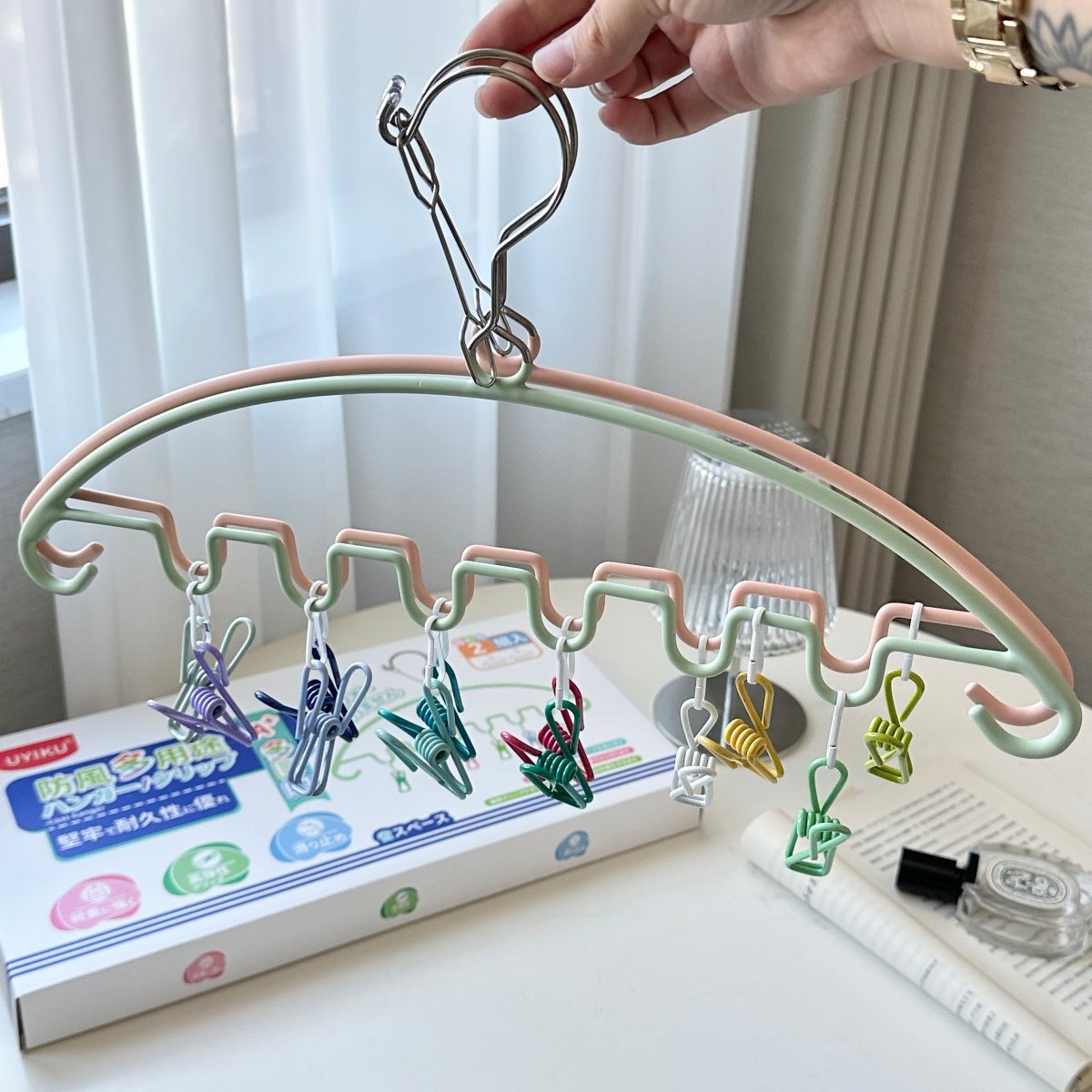 多功能防风晾衣架带夹子多用途晾晒袜子内衣内裤衣架衣夹2支装,收纳整理,多夹子晾衣架,淘宝优惠券,粉丝福利购,淘宝优惠卷