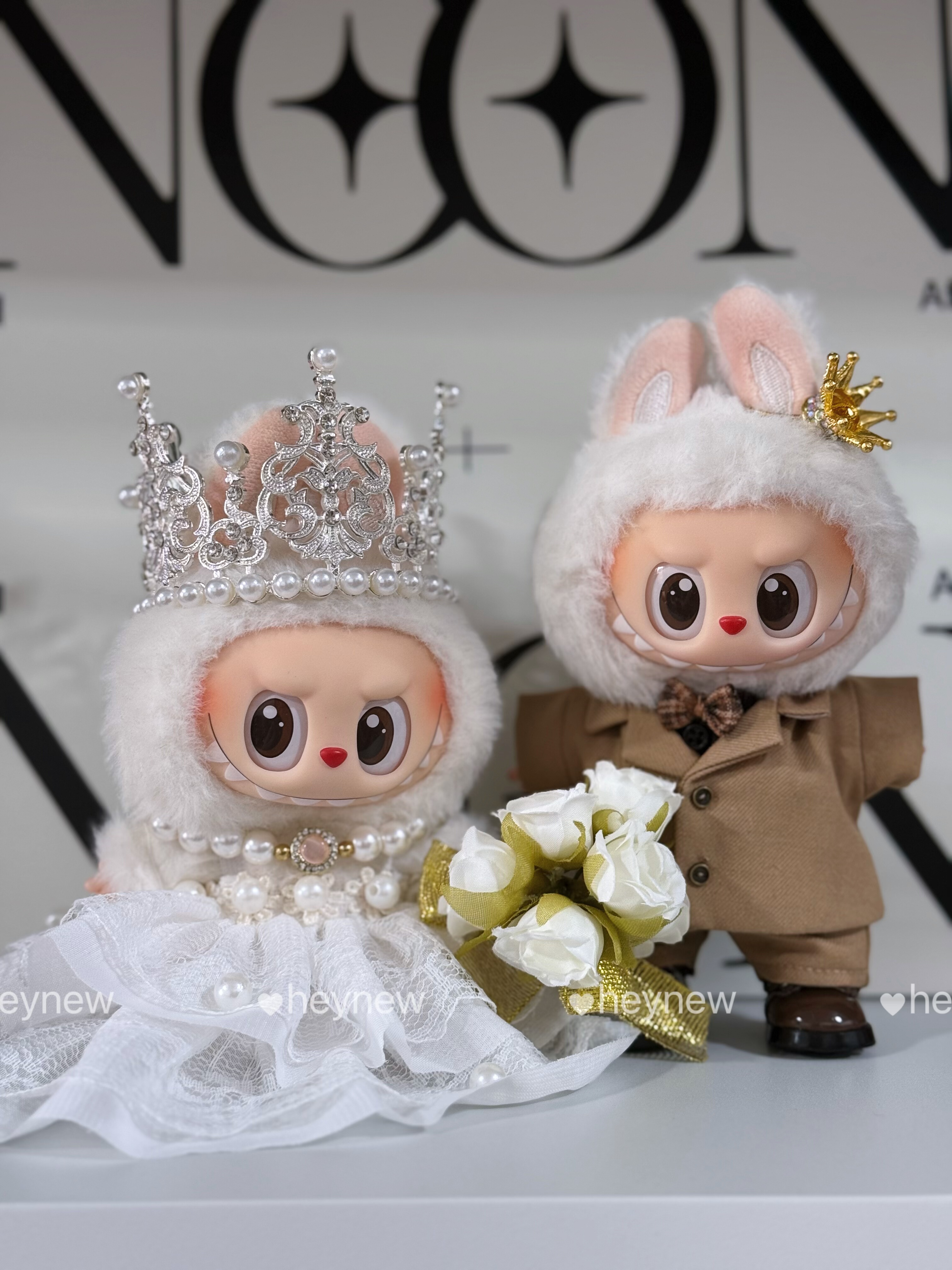 labubu婚纱 17cm拉布布一代二代三代搪胶挂件婚纱西装压床娃娃