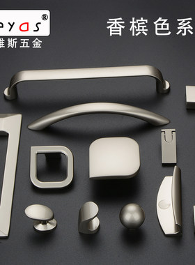 现代简约衣柜拉手加长香槟色橱柜门把手P型U型柜子抽屉单孔索菲亚