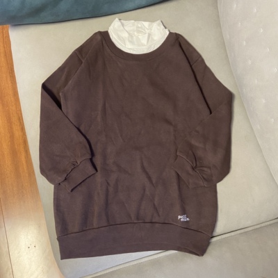 外贸日单女童PM假两件洋气卫衣春秋女孩时尚潮流百搭中长款上衣