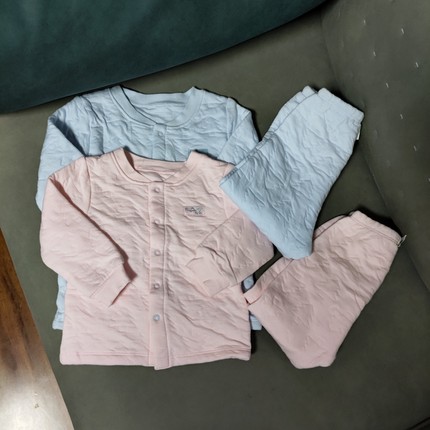 儿童加厚保暖套装秋冬宝宝空气棉家居服两件套男女童睡衣睡裤gb