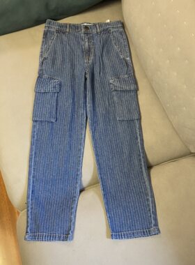 外贸北欧丹麦儿童时尚水洗条纹工装裤春夏男童帅气百搭休闲长裤子
