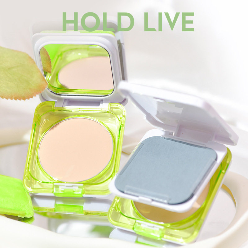 HOLD LIVE轻透雾感定妆粉饼哑光散粉带粉扑吸油纸小绿饼学生HL759