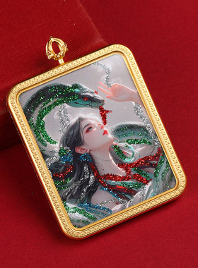 彩金蟒唐卡半手绘描金扎