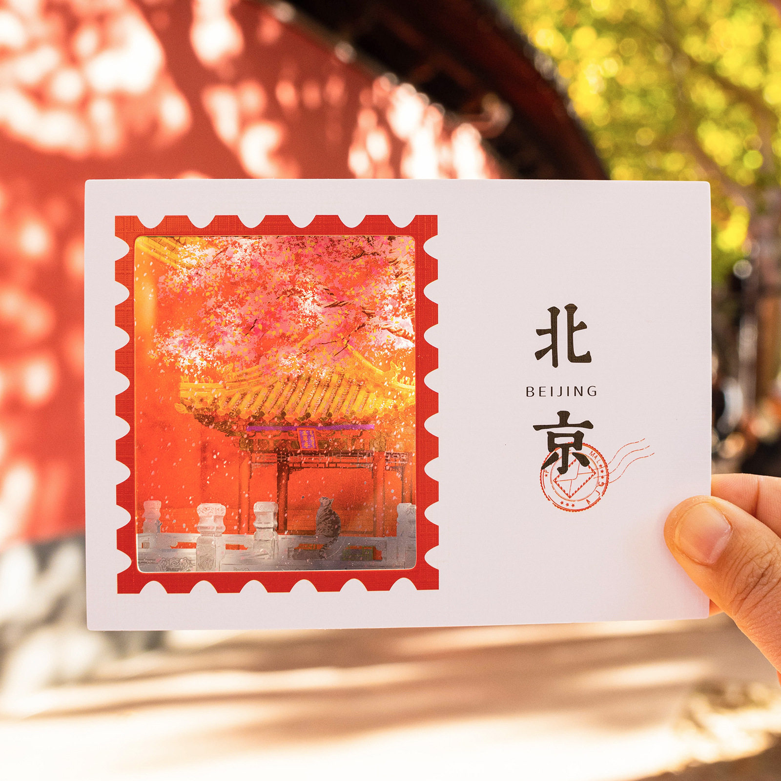 热门北京城市印象透光明信片故宫长城天安门旅游文创摄影风景卡片