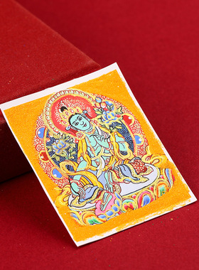 藏式手绘描金唐卡画布五