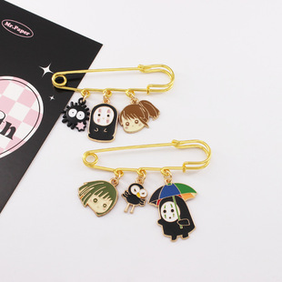 卡通宫崎骏动漫合金胸针龙猫千与千寻无脸男黑猫学生徽章配饰别针