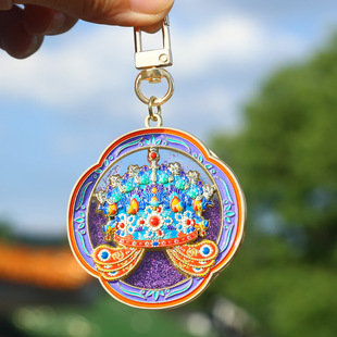 新品十二龙九凤冠流沙钥匙扣金缕霞冠文创钥匙链全国旅游纪念品