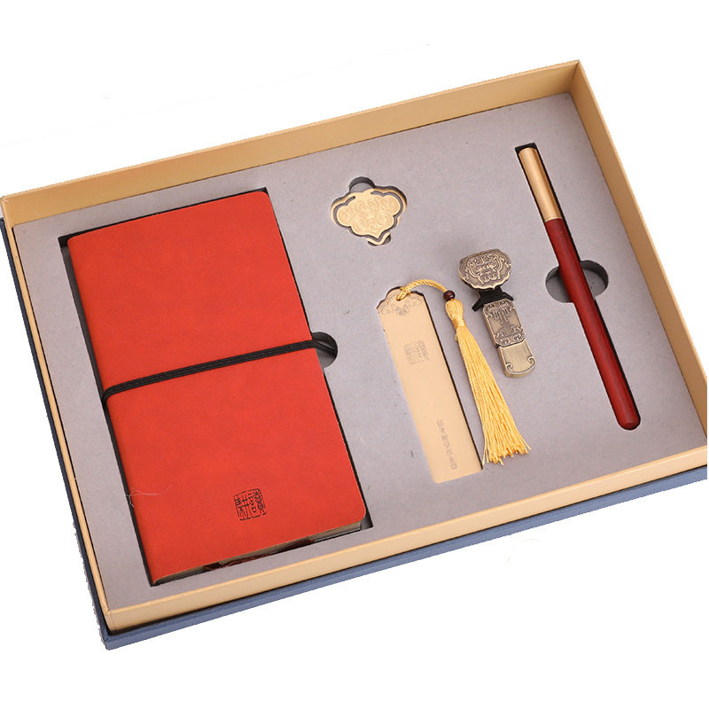 特色耕读记事本纯铜书签如意扣U盘套装公司年会庆典个性刻字礼品