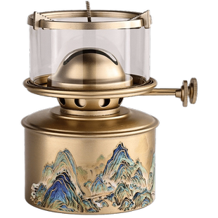 潮汕功夫茶炉空气灯黄铜煤油灯无气味 烧水老式活火茶灯便携茶炉