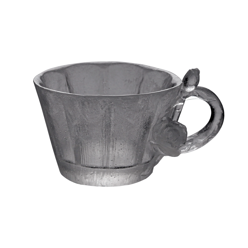 爱洛琳 手工冰冻烧琉璃茶杯把杯品茗杯 日式个性咖啡杯小奢华水杯