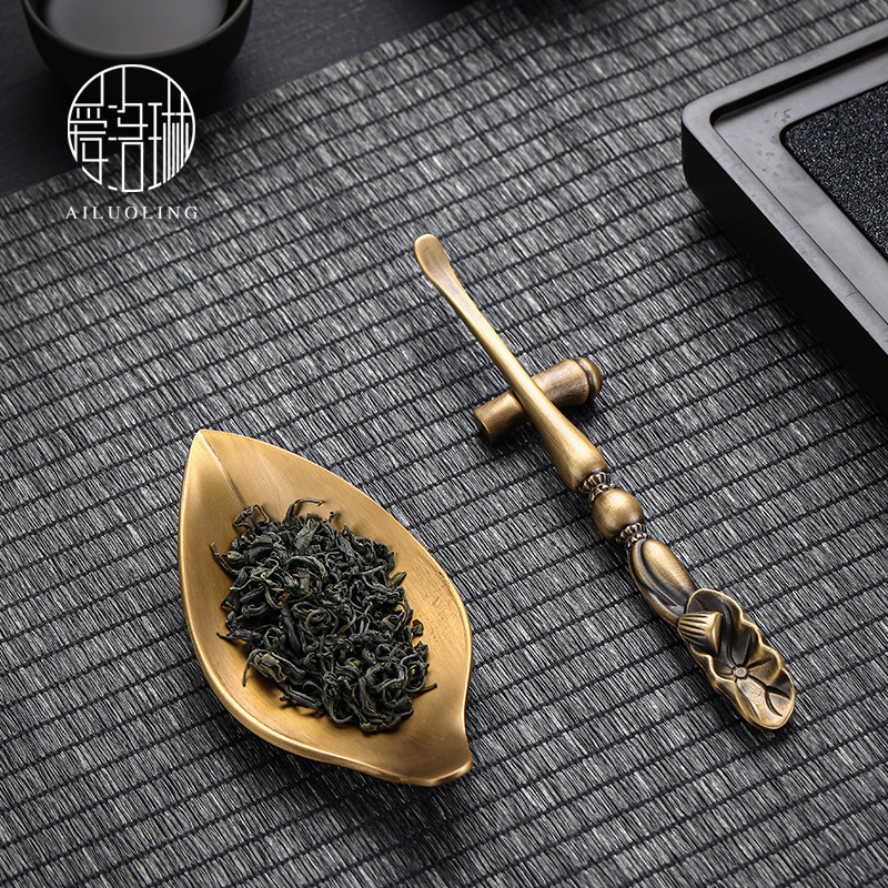 爱洛琳 茶道零配铜茶扒茶则三件套六君子 日式手工茶铲茶拨茶针