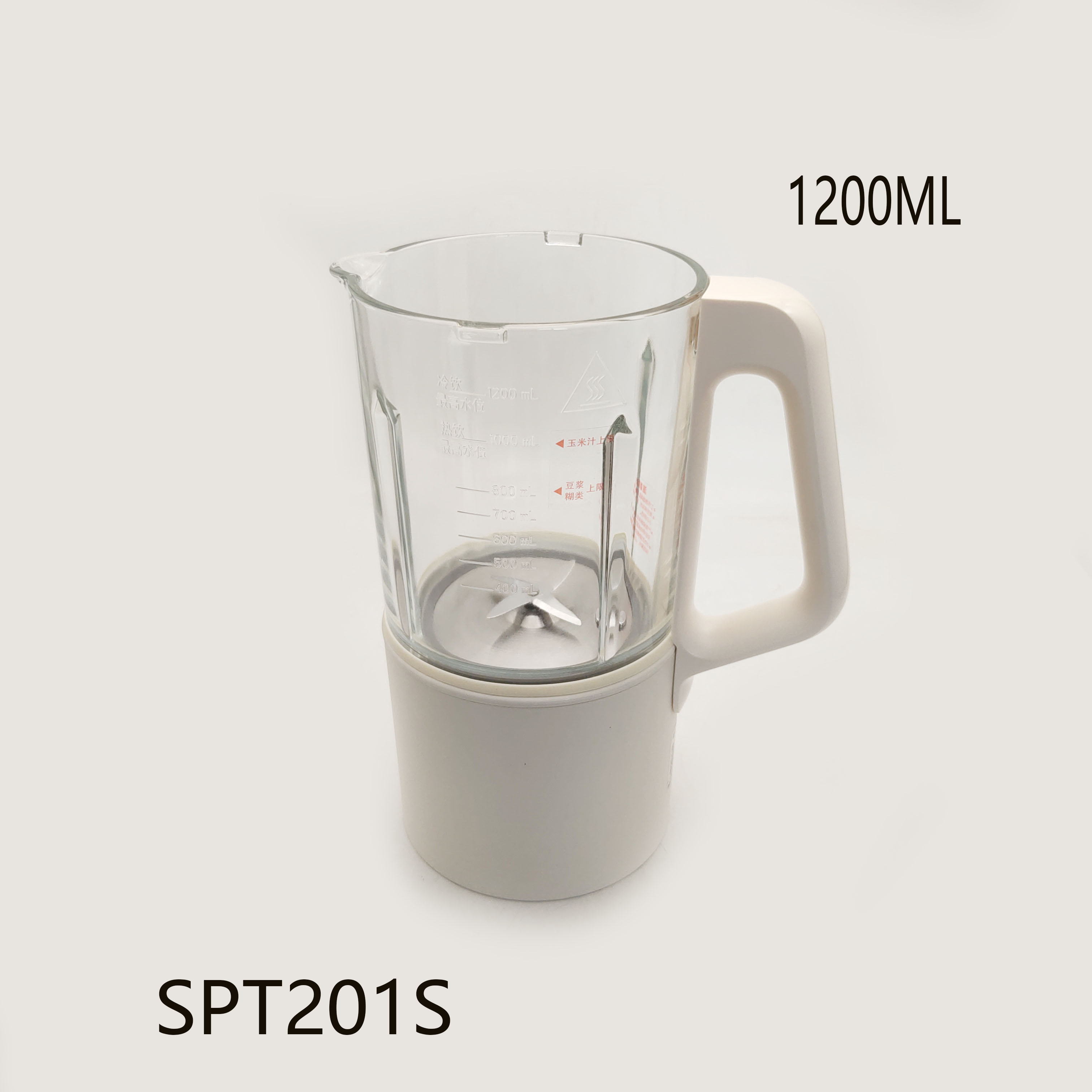 适配苏泊尔破壁机配件SPT201S加热玻璃杯豆浆杯1200ml四页刀电机