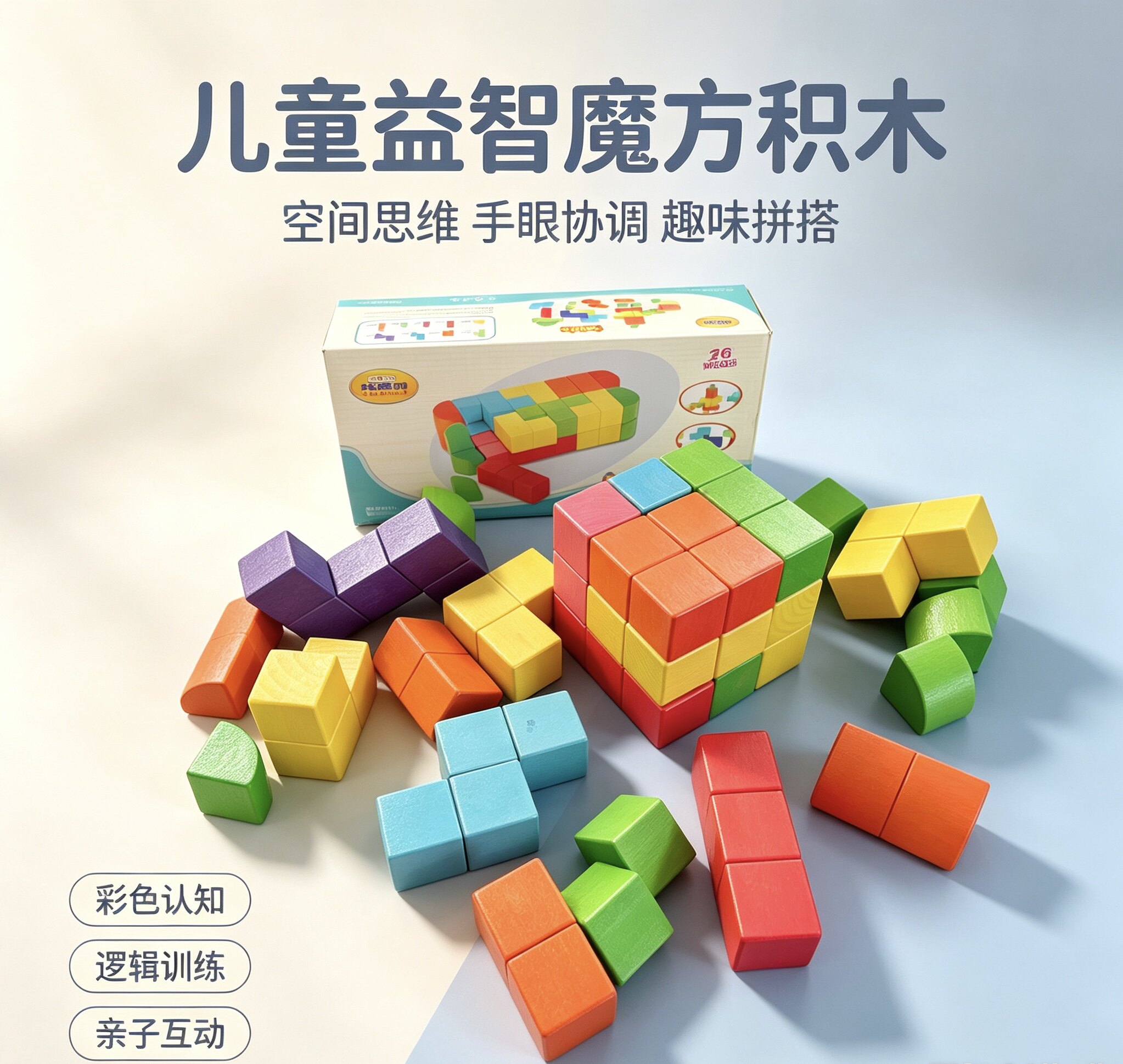 儿童空间感立体方块思维积木数学早教教具益智专注力训练玩具