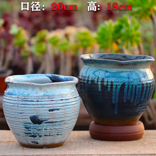 厂家直销网红大陶罐多肉老桩新款双耳大肚花盆法师专用盆绣球清仓